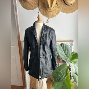 Vintage 90’s Black Leather Jacket Women’s Medium – Genuine Leather Coat